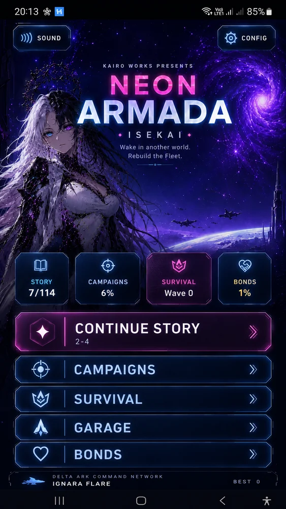 Menu principal — Neon Armada