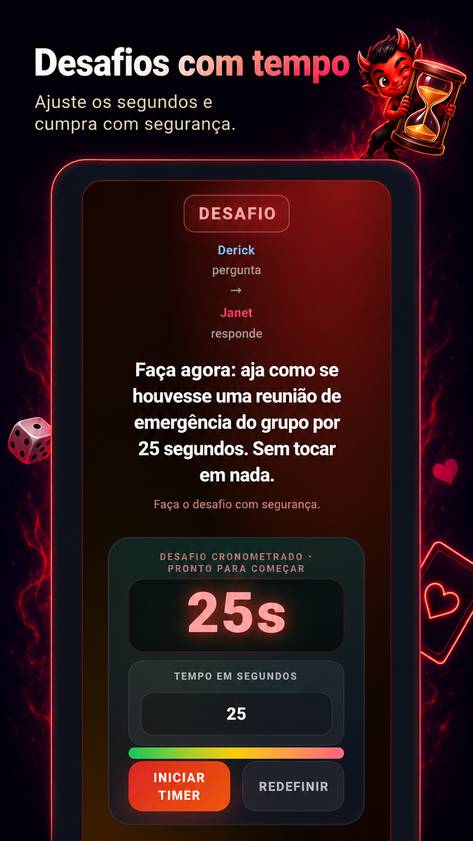 Tela desafios com tempo