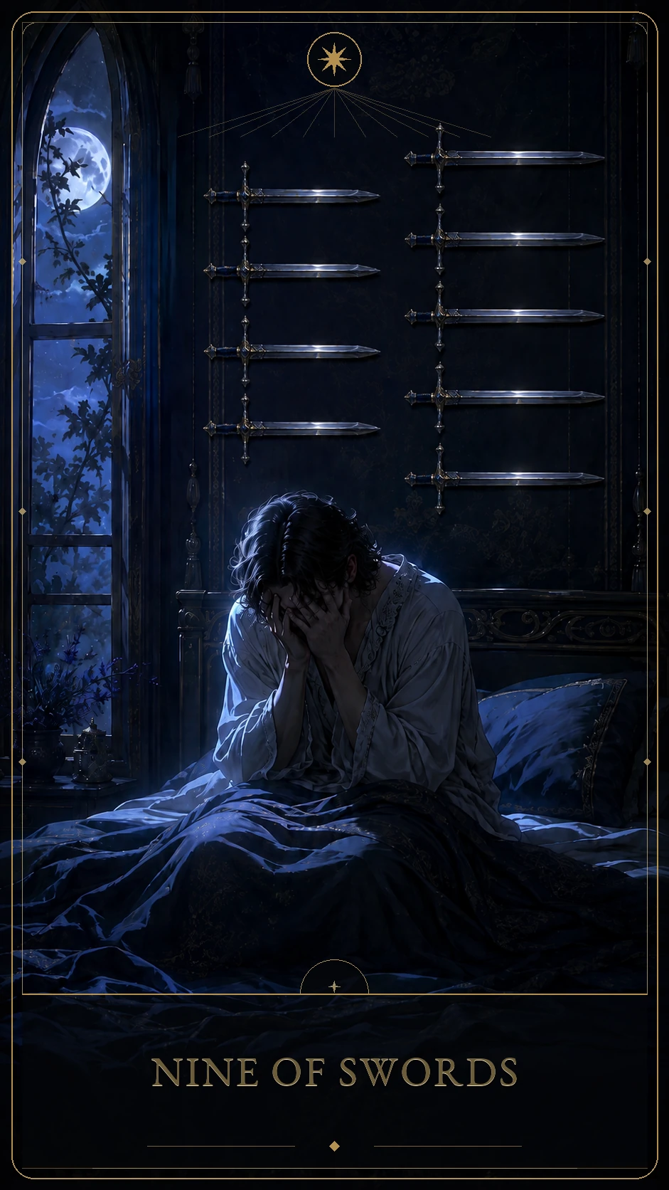 9 de Espadas — carta canônica do Tarot Lúmina